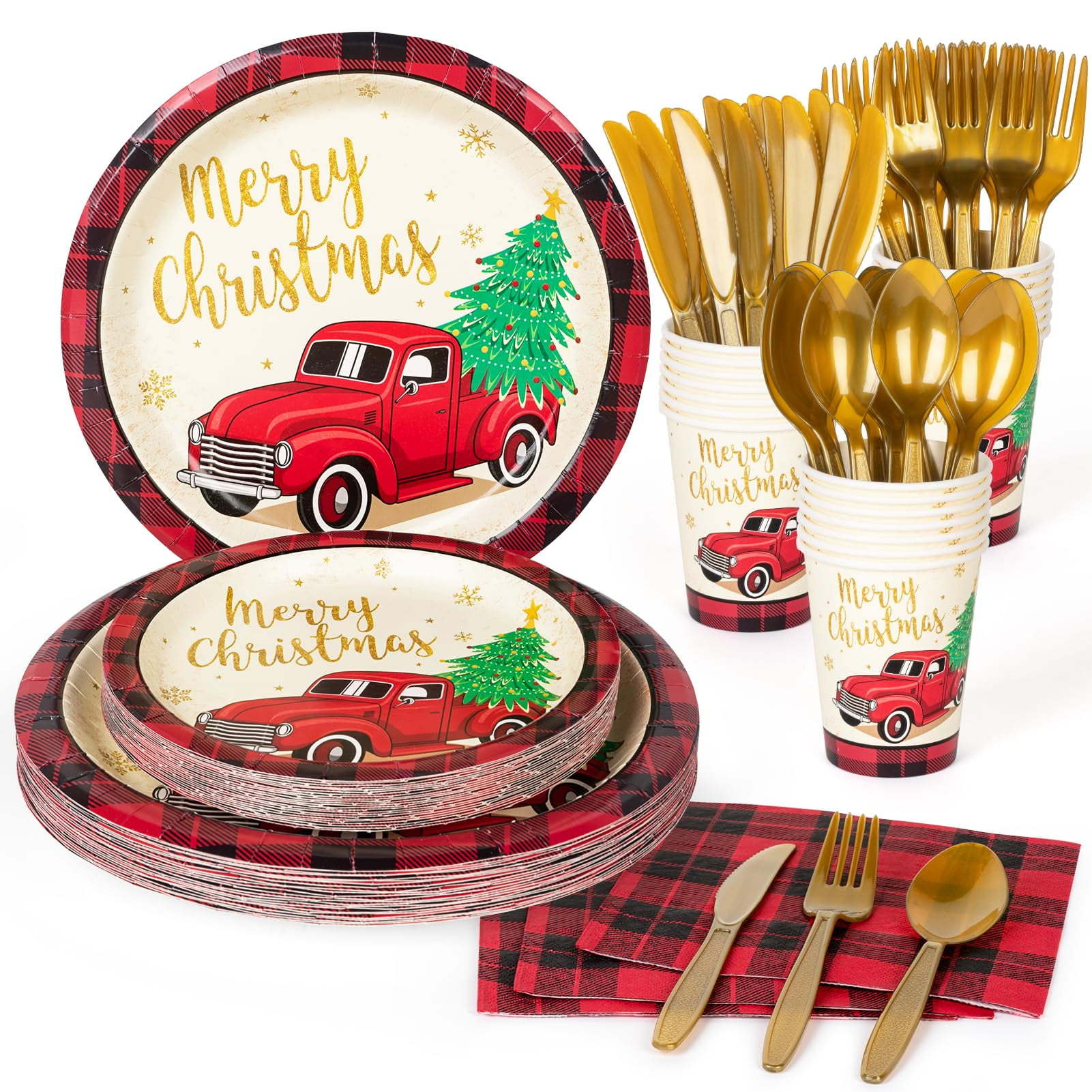 OPTERWQ Disposable Christmas Flatware Set