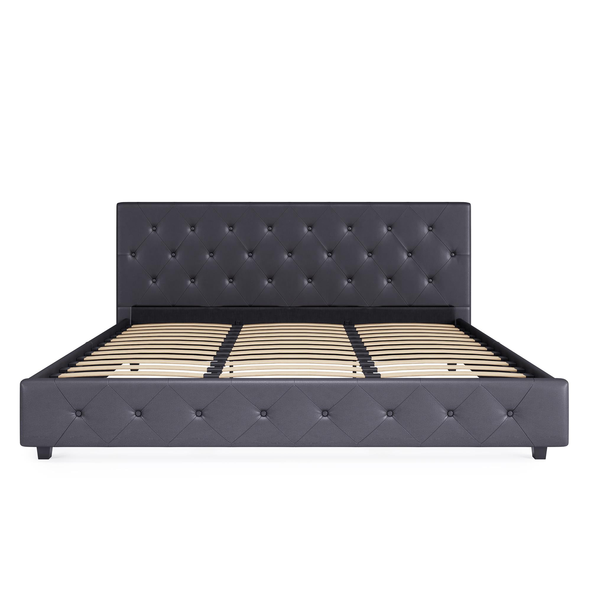 DHP Dakota Upholstered Platform Bed, King, Gray Faux Leather