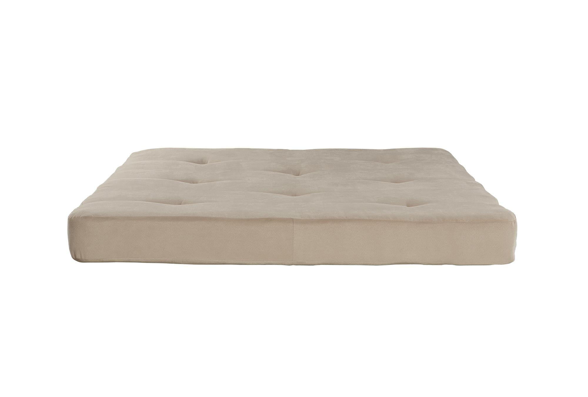 DHP Kali 6-inch Futon Mattress with Tufted Cover and Recycled Polyester Fill, Full, Tan Microfiber (Frame not Included)