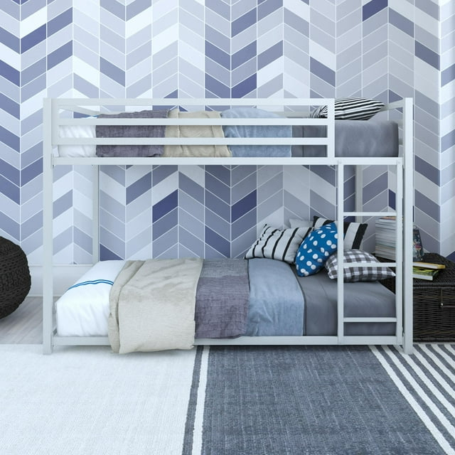 DHP Miles Metal Twin/Twin Bunk Bed, Silver