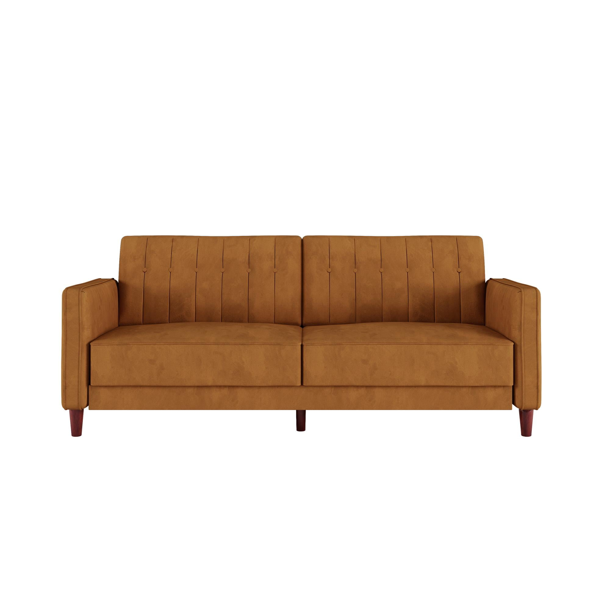 DHP Pin Tufted Transitional Futon, Rust Velvet