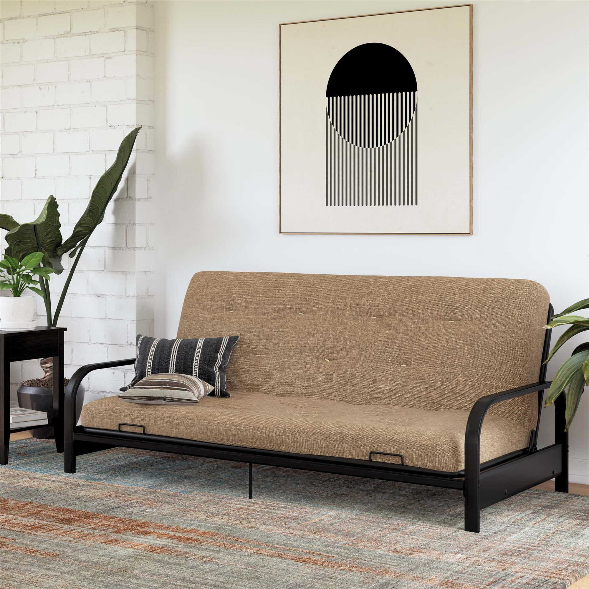 DHP Trule 6-Inch Bonnell Coil Futon Mattress, Polyester Linen, Full, Tan