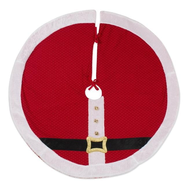DII 42" Modern Fabric Santa's Holiday Decor Tree Skirt in Red/White