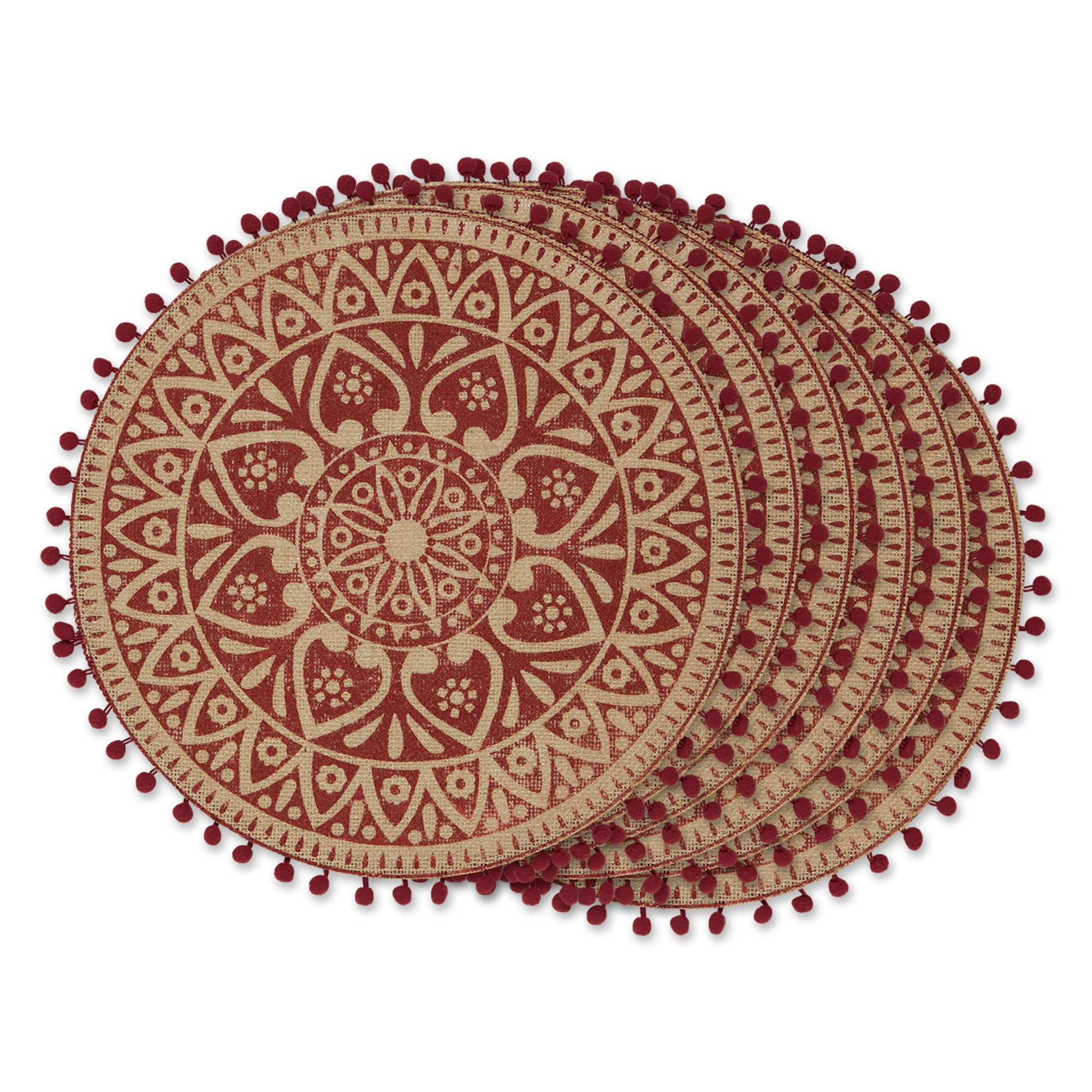 Dart Jute Geometric Round Placemat (Set of 6)