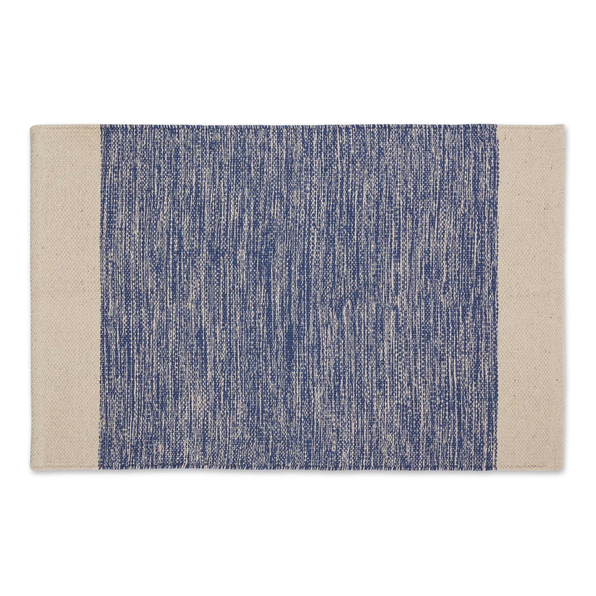DII French Blue Variegated Border Hand-Loomed Cotton Rug 2x3 Ft