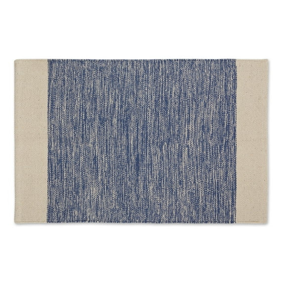 DII French Blue Variegated Border Hand-Loomed Cotton Rug 2x3 Ft