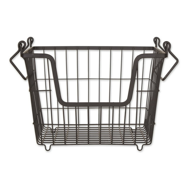 DII Metal Wire Mesh Stackable Utility Storage Bin, Medium, 11x11x8", Black