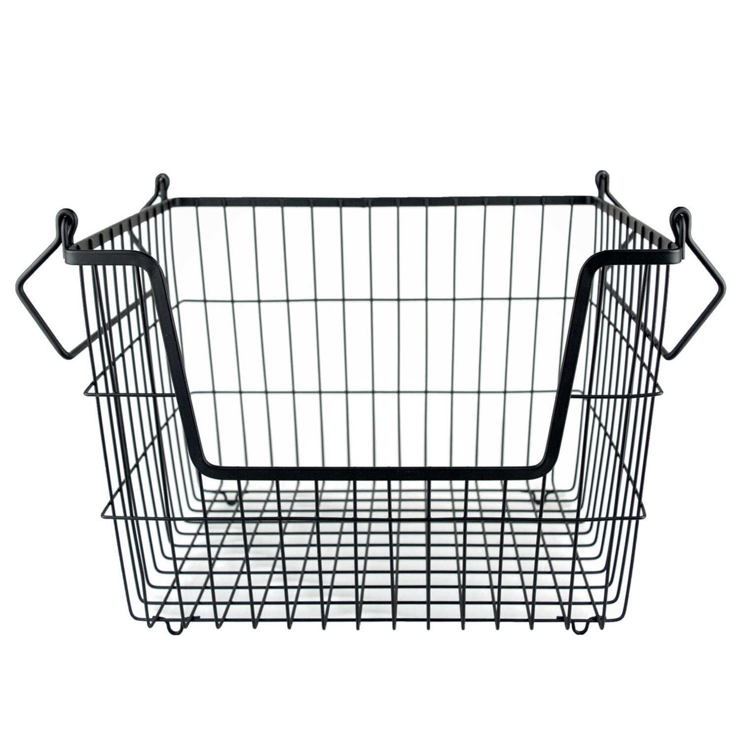 DII Metal Wire Mesh Stackable Utility Storage Bin, Medium Rectangle, 13x11x9", Black