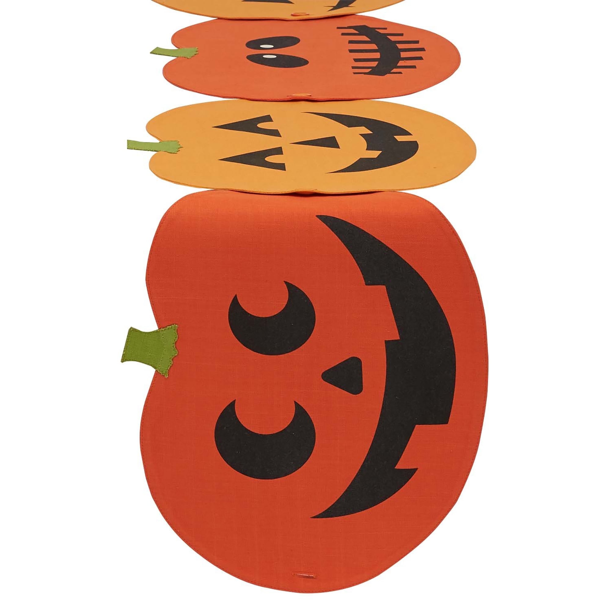 DII Halloween Party Tabletop Decor, Reusable & Machine Washable Cotton Fabric, Table Runner/Placemat Set, Jack o Lantern, 4 Piece