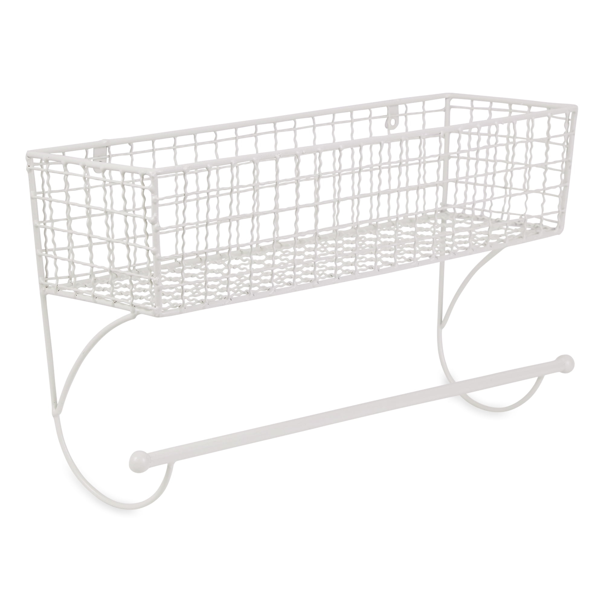 DII Rustic Farmhouse Bathroom Decor, Metal Storage, Large Towel Bar, Antique White