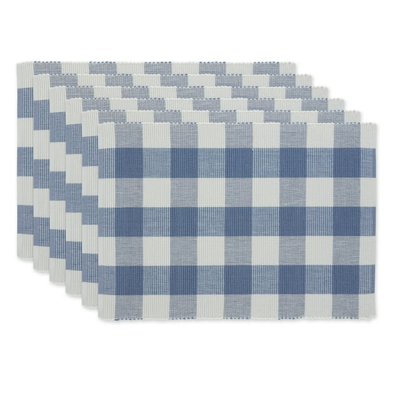 DII Stonewash Blue Buffalo Check Ribbed Placemat (Set of 6)