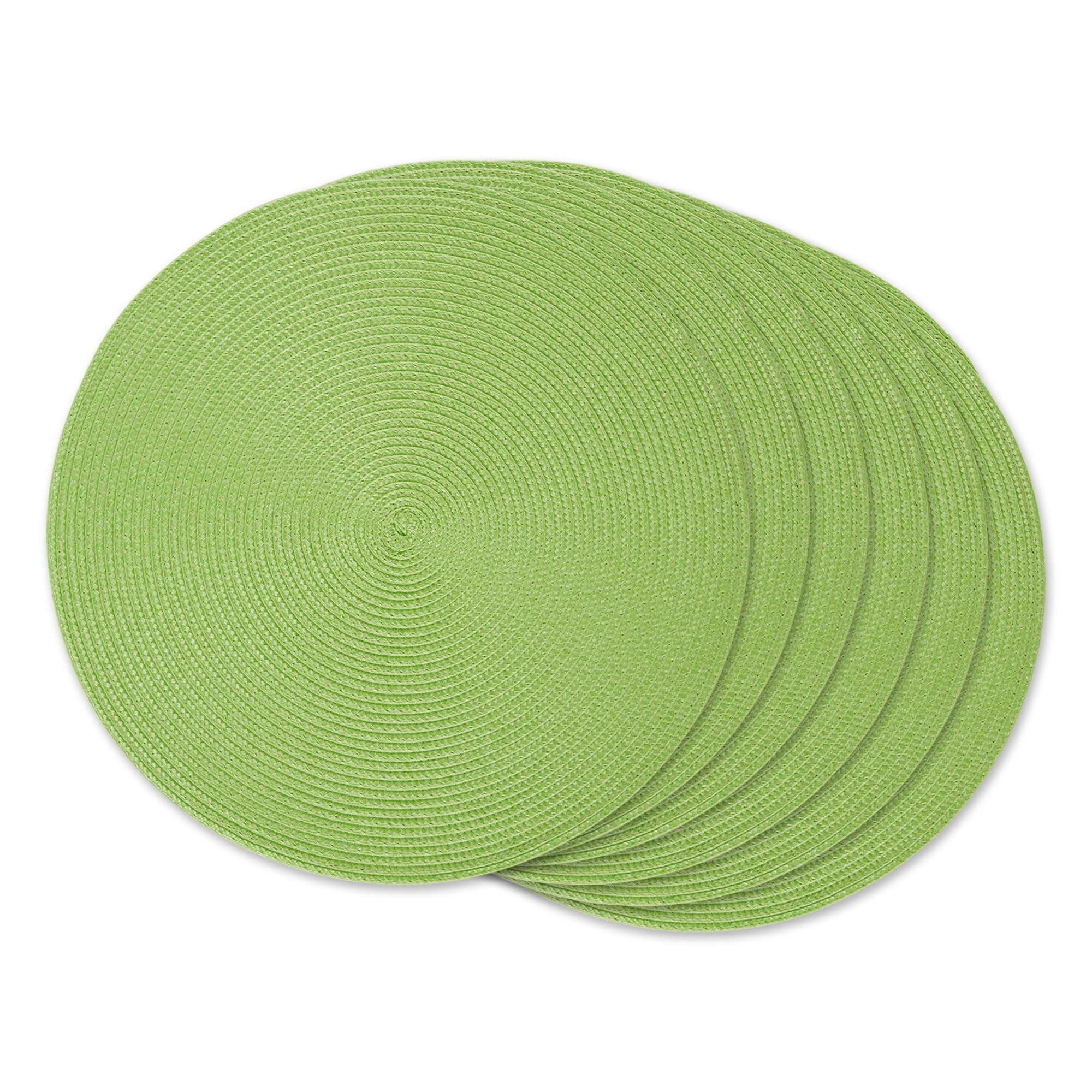 Placemats Set of 6, Lime Green Placemats Set of 6, Round Woven Placemats for Indoor and Outdoor, Washable Woven Placemats for St Patricks Day Placemats, 15 Inch