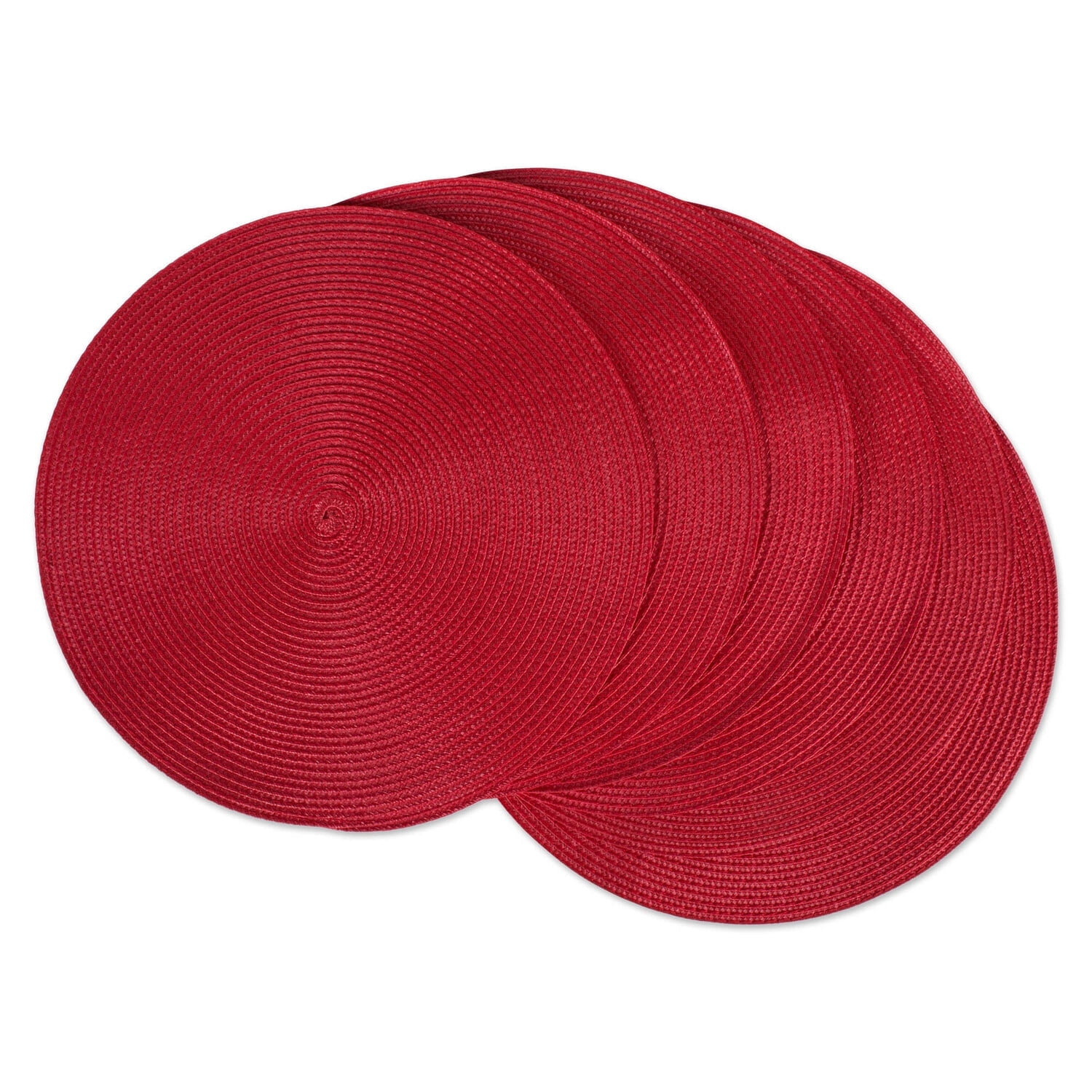Red Round Braided Placemats Set of 6 for Dining Tables
