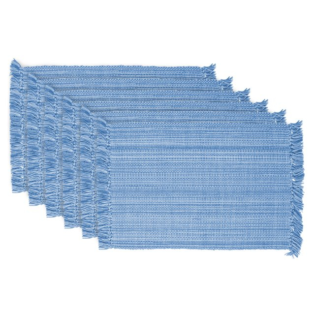 DII Variegated Light Blue Fringe Placemat (Set of 6)
