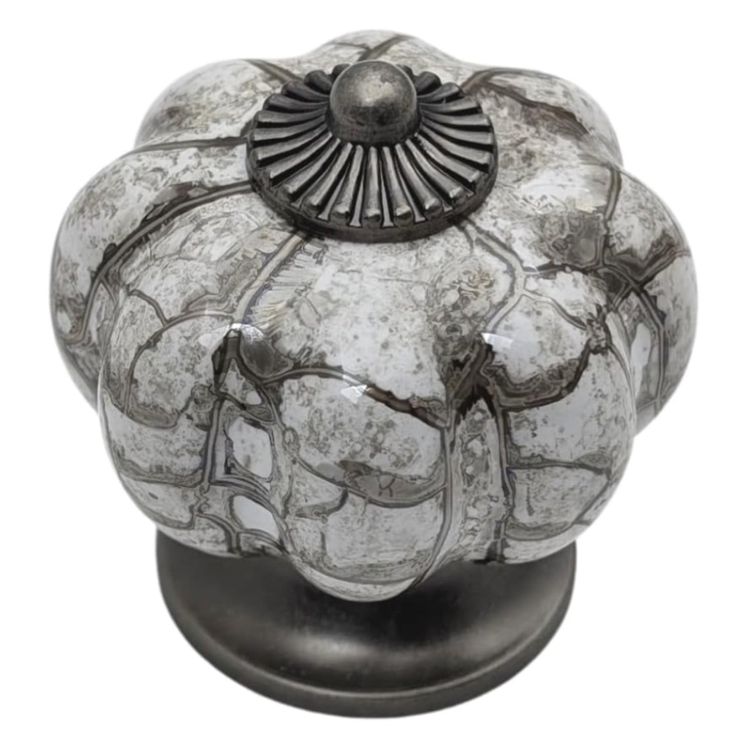 DIY Décor Hub - Pumpkin Knobs, Antique Silver-Gray Cabinet Knobs, 10-Pack