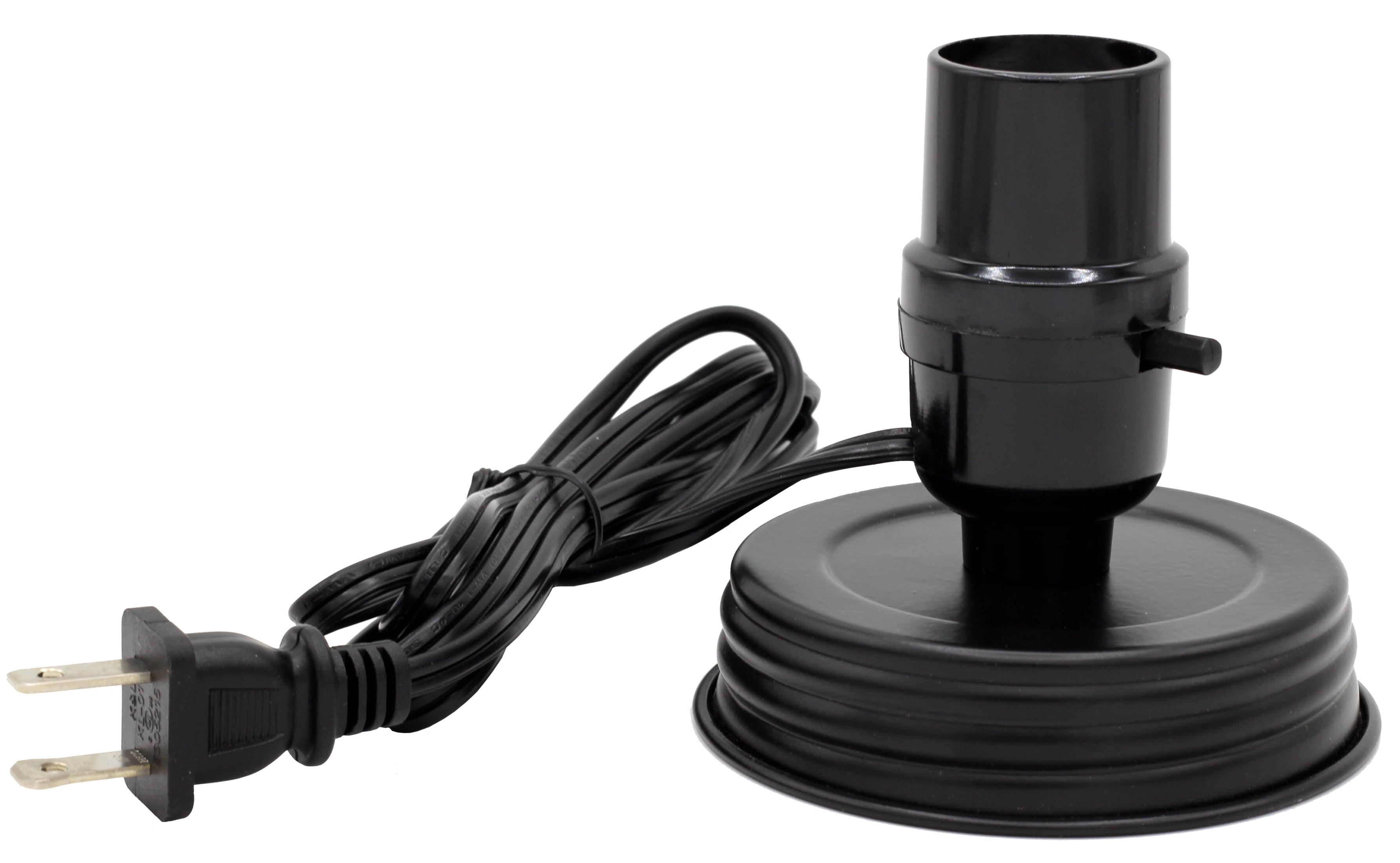 DIY Mason Jar Lamp Making Kit - Black Color Lid & Socket great for Lamp Conversion, Fits Wide Mouth Canning, Fruit, Mason Jars, Pre-Wired and Easy to Use