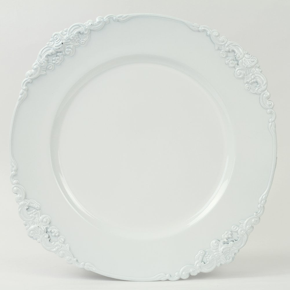 DIY Wedding Koyal Wholesale Vintage Charger Plate, White (Pack of 4)