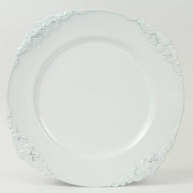 DIY Wedding Koyal Wholesale Vintage Charger Plate, White (Pack of 4)