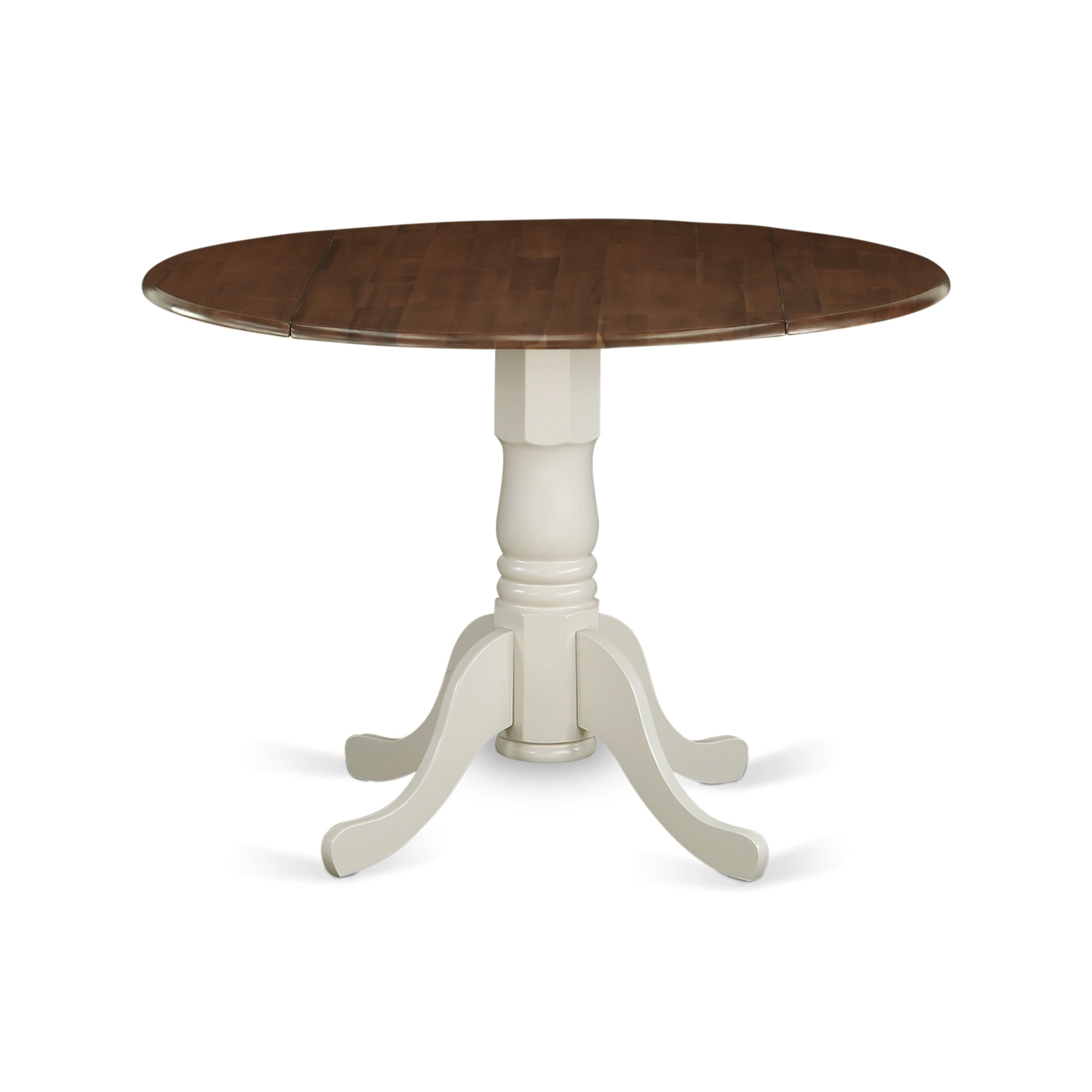 East West Furniture Dublin Traditional Wood Dining Table in Walnut/White