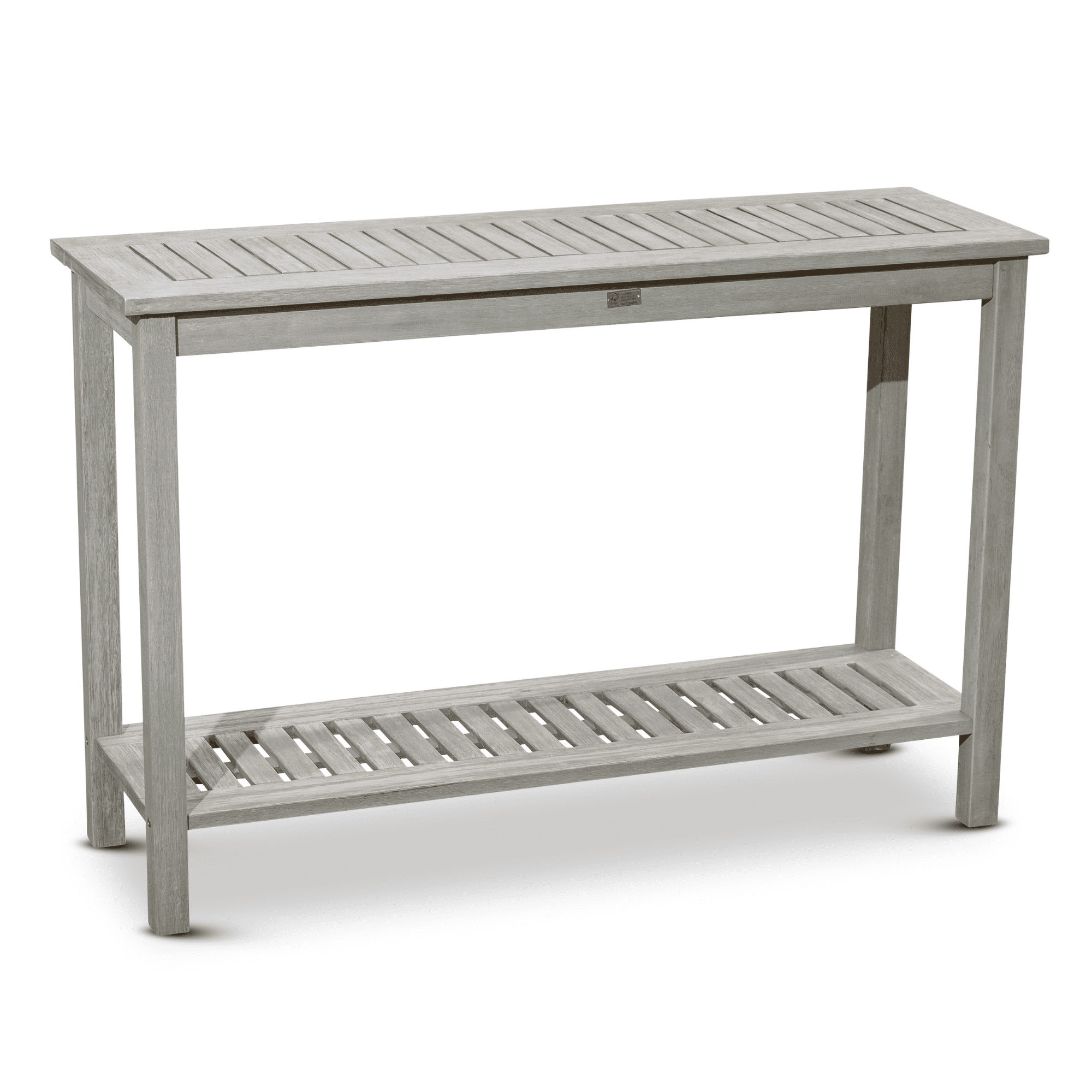 DTY  Outdoor Living Longs Peak Eucalyptus Console Table Driftwood Gray