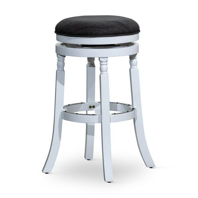 DTYStore DTY Indoor Living Palmer Lake Backless Swivel Counter or Bar Stool White/ Charcoal Fabric 30" Bar Stool White Finish Polyester Bar Height -