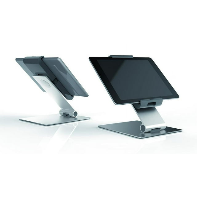 DURABLE Tablet Holder Desk Stand (7-13 Inches, 360 Degrees Rotation with Anti-Theft Device) Silver/Charcoal (893023)