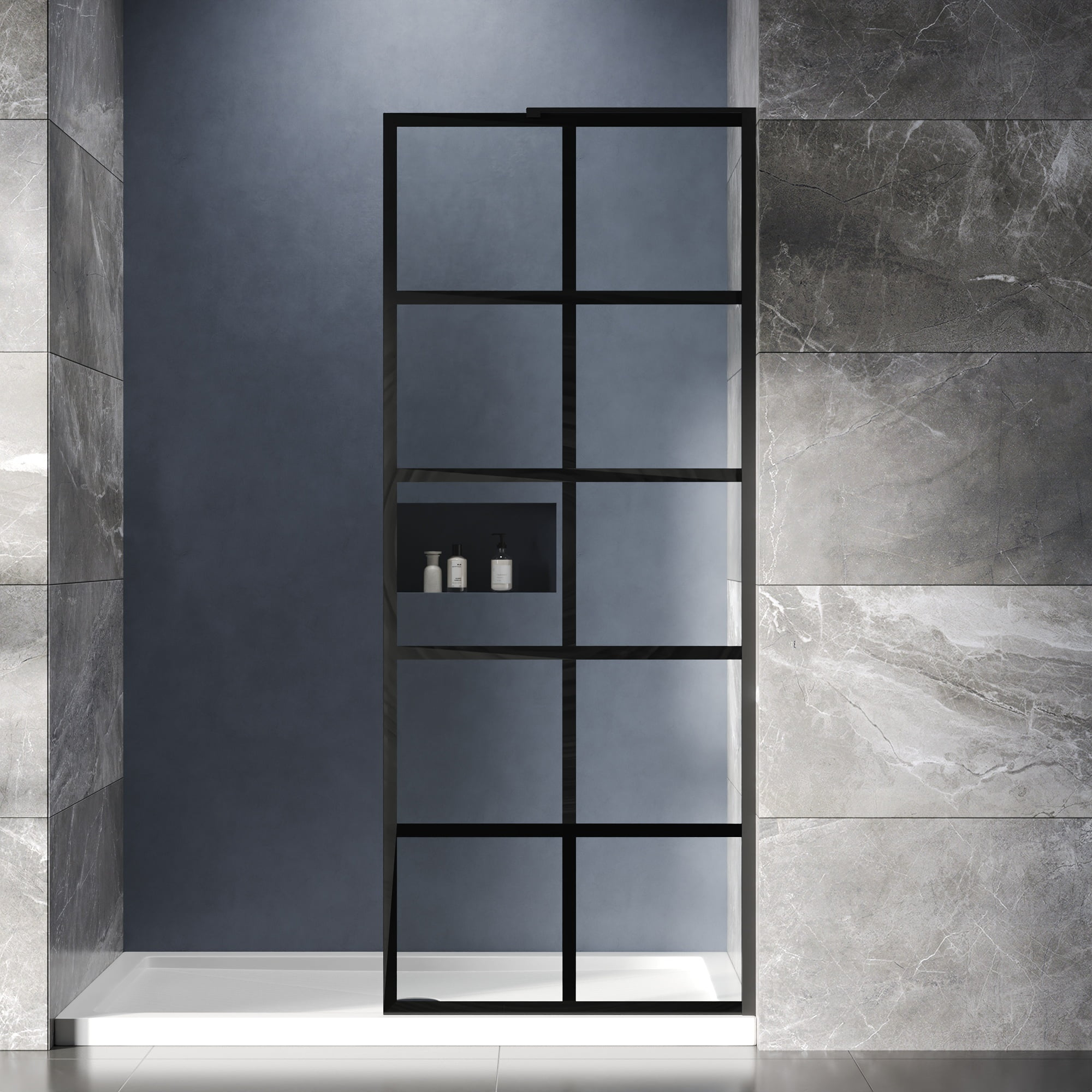DV-1SD0219 32"×78" Single Fixed Tempered Glass Panel,Framed Shower Screen