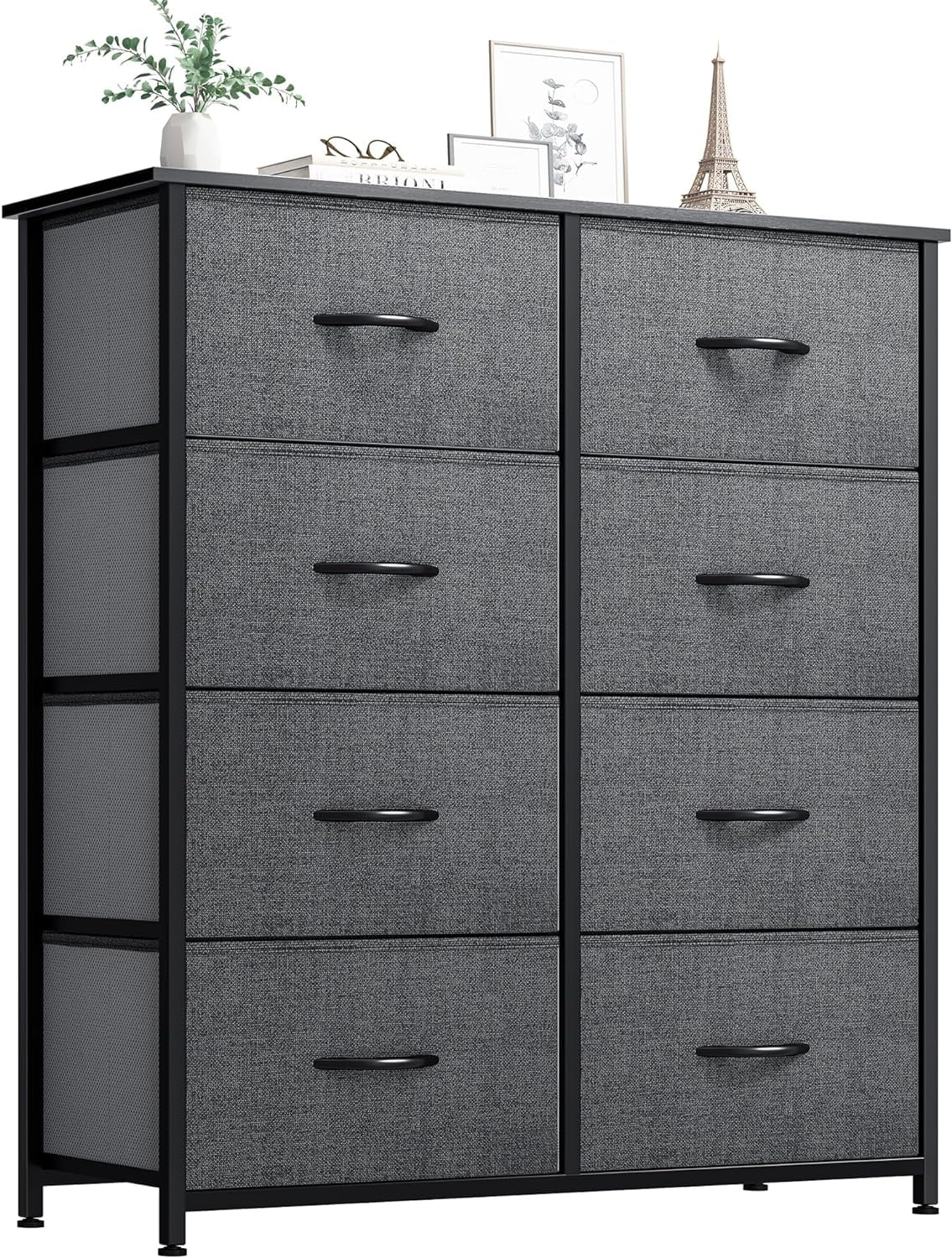 DWVO Dresser for Bedroom, Fabric Dresser with 8 Drawers, Tall Dresser, Chest of Drawers for Closet, Living Room