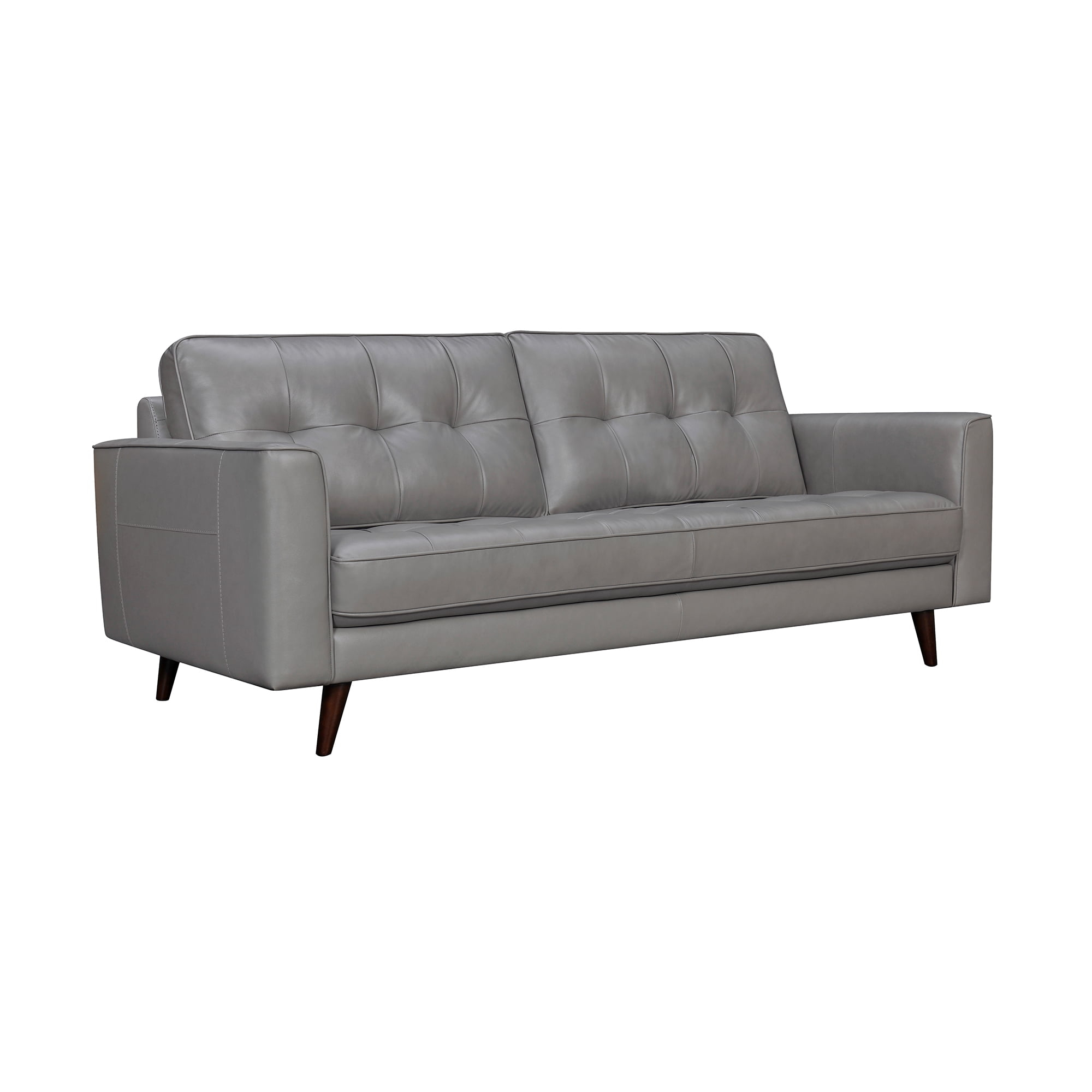 Daeson 86" Grey Genuine Leather Square Arm Sofa Button Tufting - Armen Living