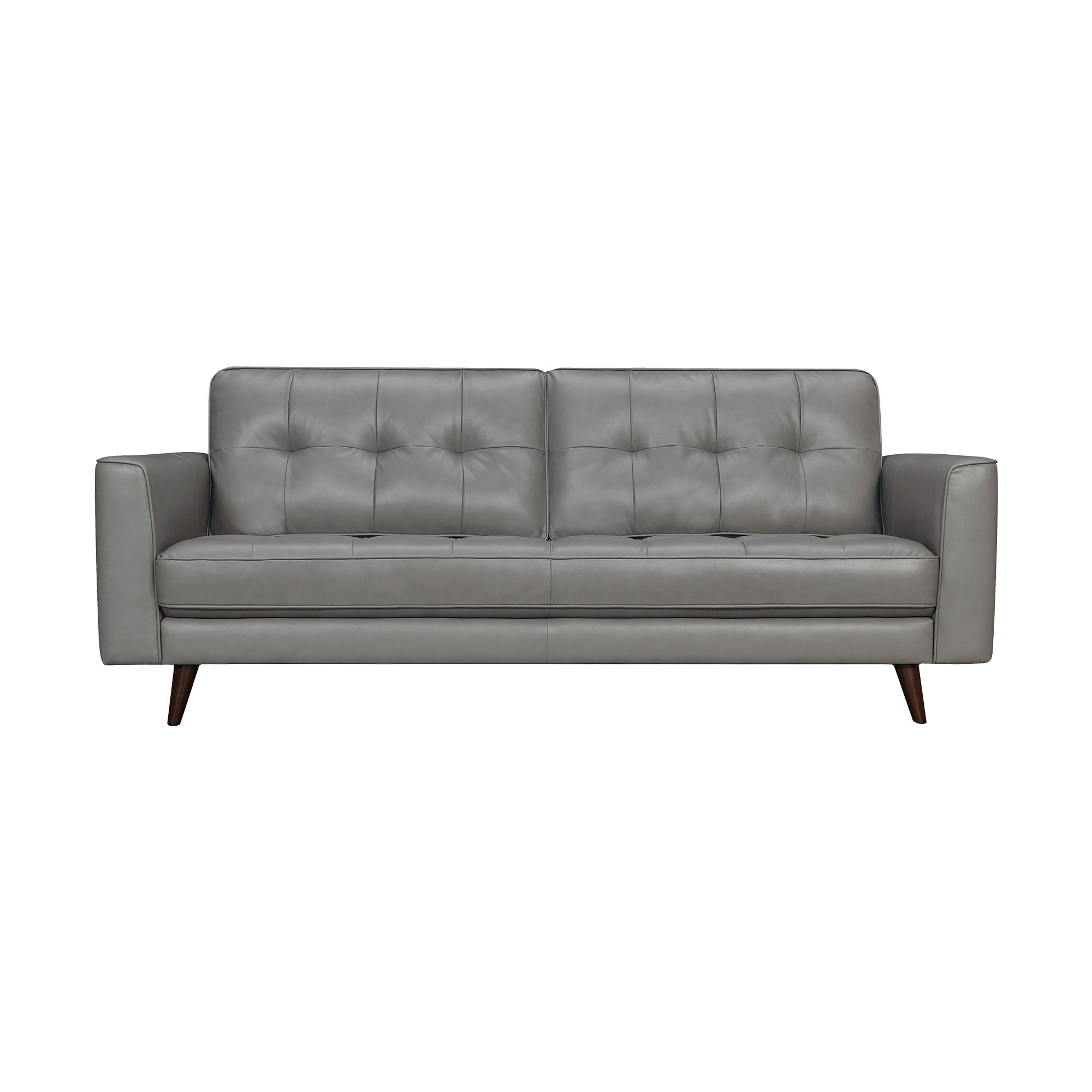 Daeson 86" Grey Genuine Leather Square Arm Sofa Button Tufting - Armen Living