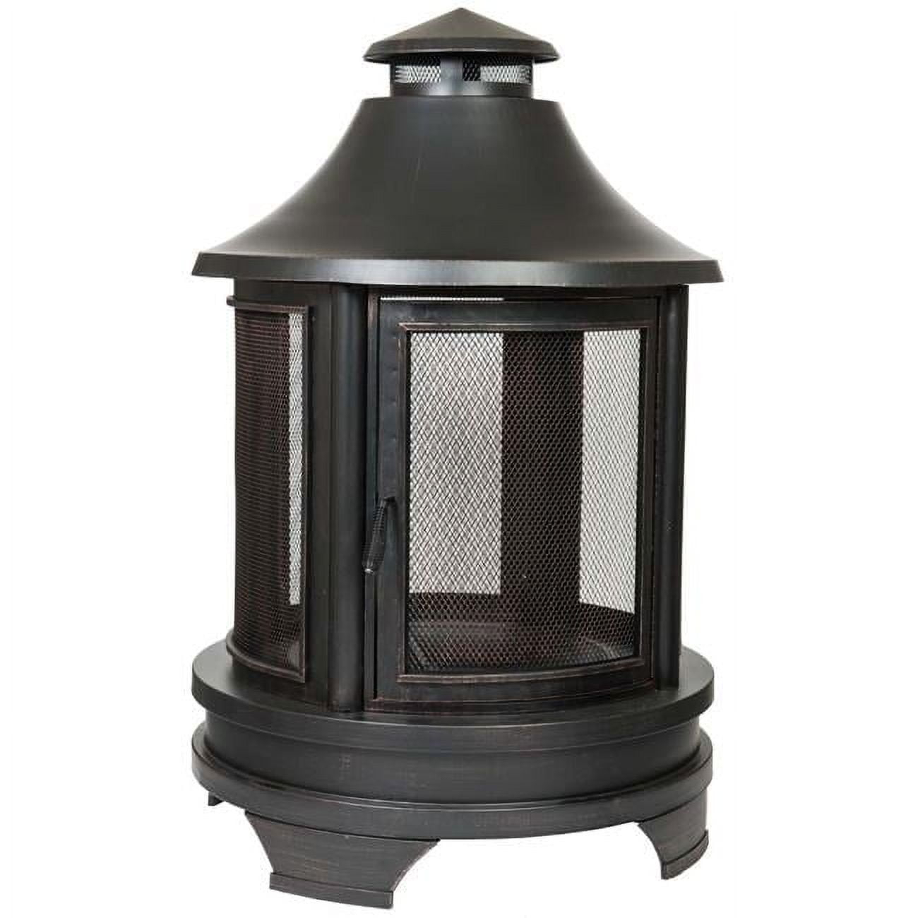 Dagan FP-1026 Pagoda Style Wood Burning Fire Pit with 6 in. Clearance, Antique Copper & Black