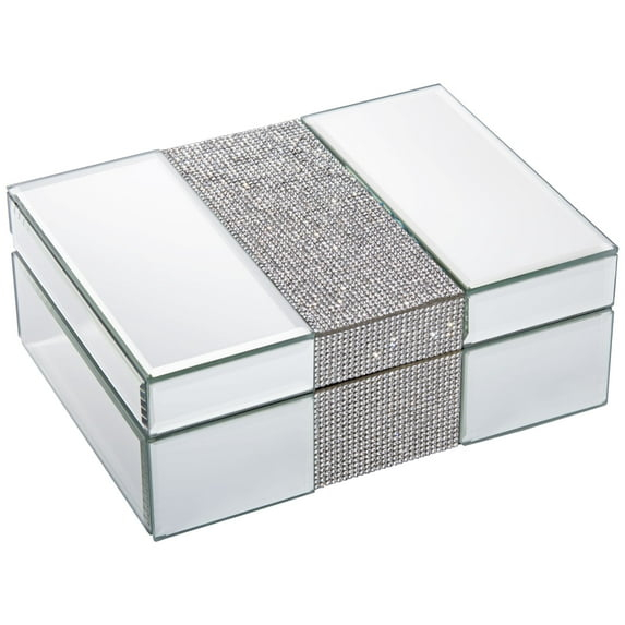 Dahlia Studios Lyza Rhinestone 8 1/4" Wide Mirrored Jewelry Box
