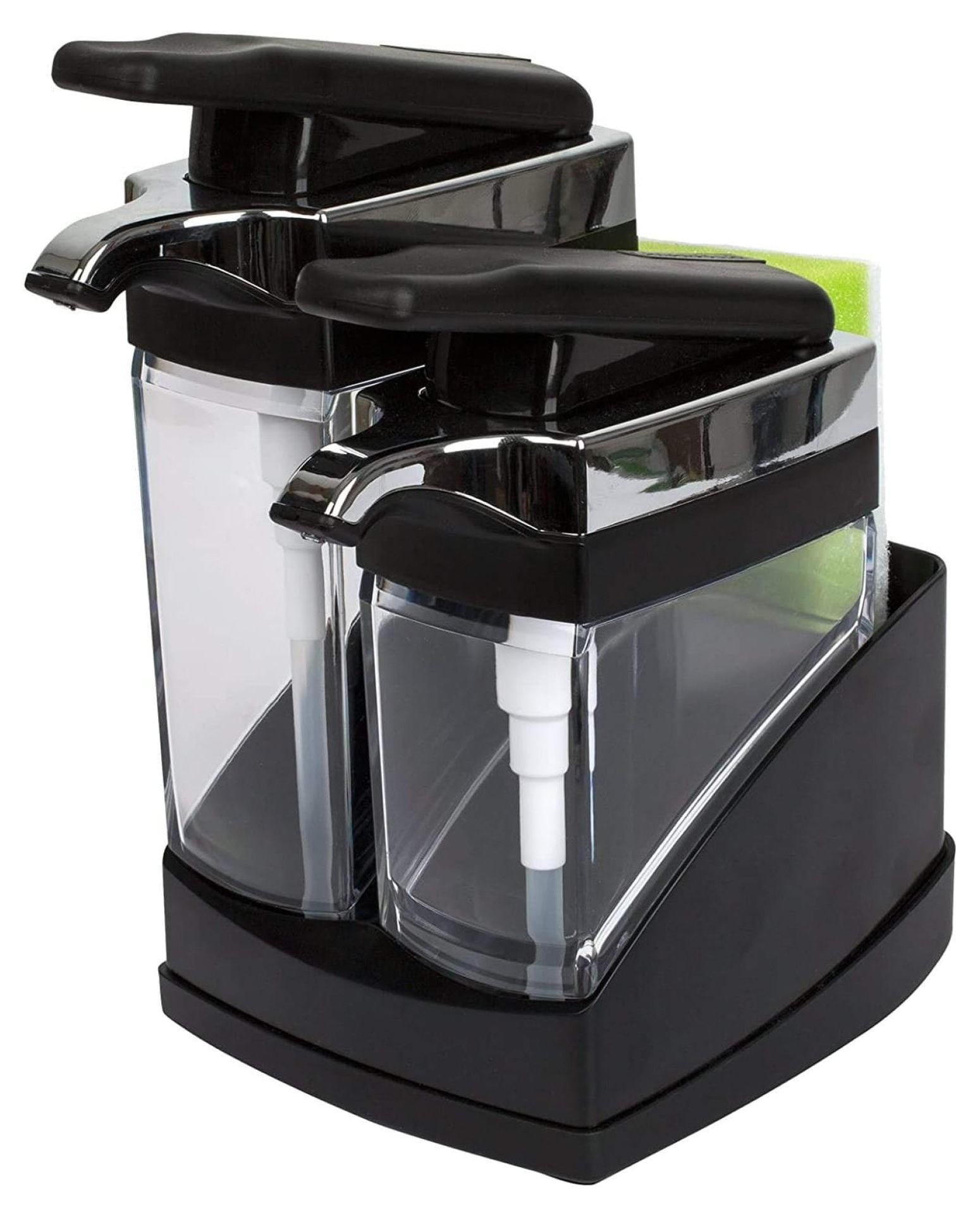 Casabella Sink Sider Duo With Sponge Storage for Dish Soap & Hand Soap - Black Chrome Plating
