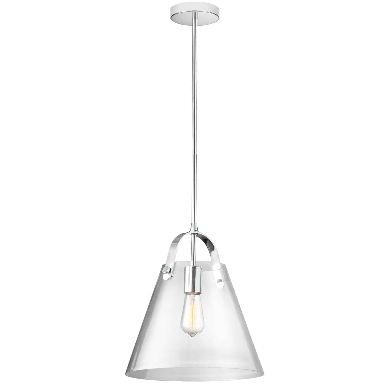 Dainolite 1 Light Incandescent Pendant, Polished Chrome with Clear Glass