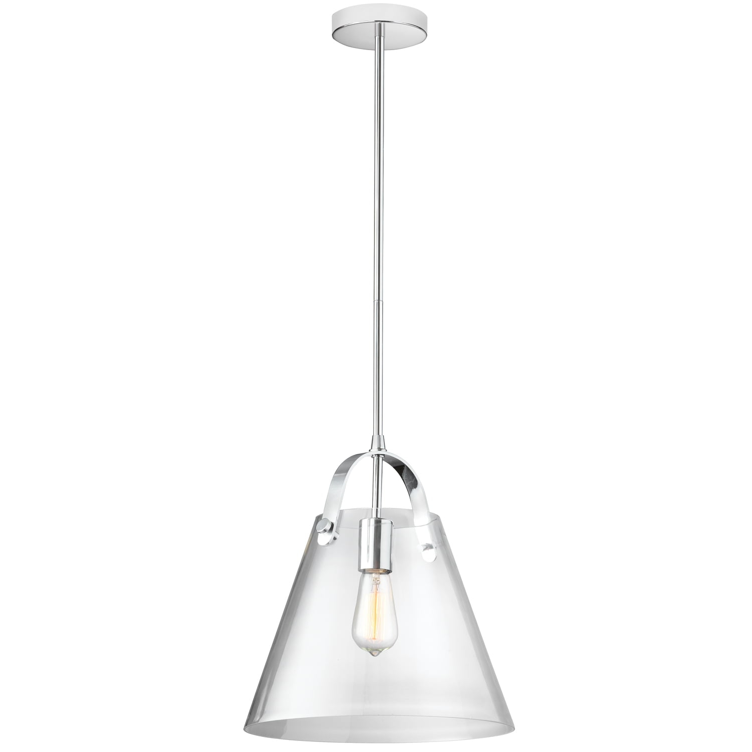 Dainolite 1 Light Incandescent Pendant, Polished Chrome with Clear Glass