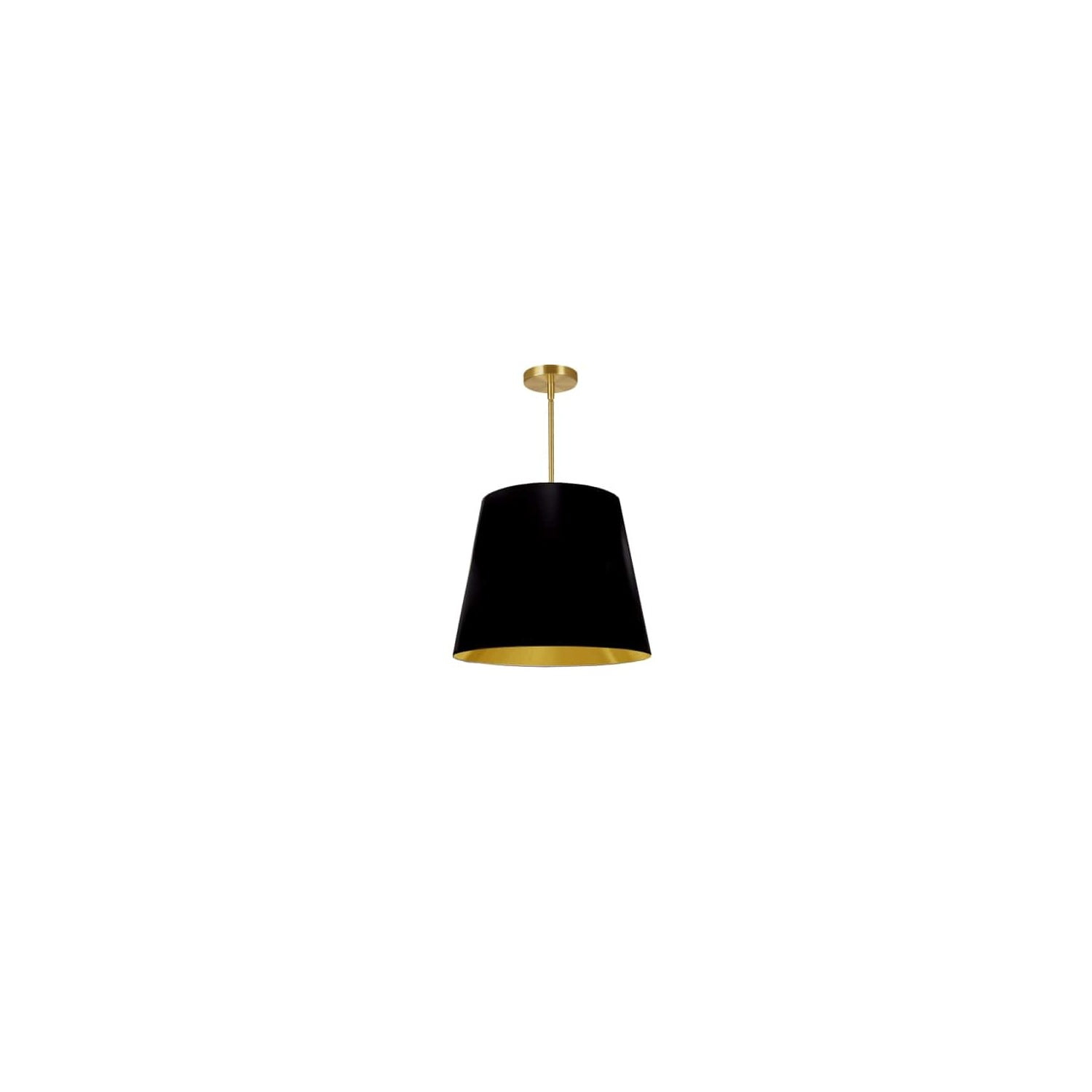 Dainolite  1LT Oversized Drum Pendant Medium, WH Shade-Color:Black/Gold