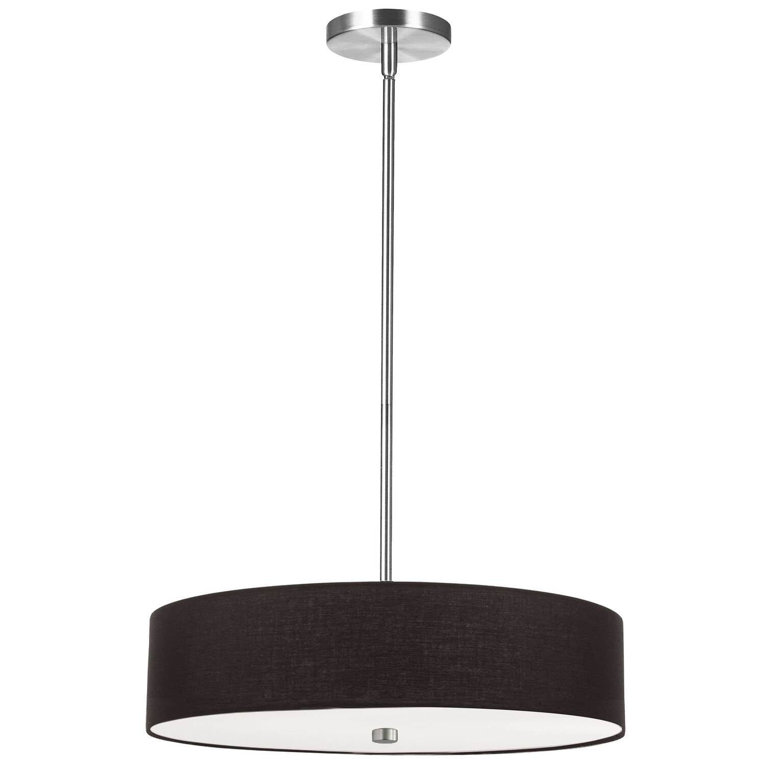Dainolite  4 Light Everly Incandescent Pendant, Polished Chrome with Black Shade