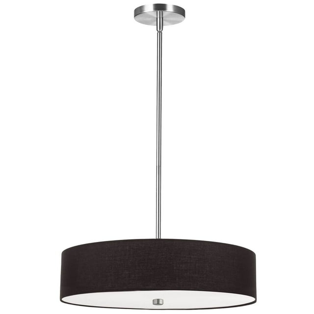 Dainolite  4 Light Everly Incandescent Pendant, Polished Chrome with Black Shade