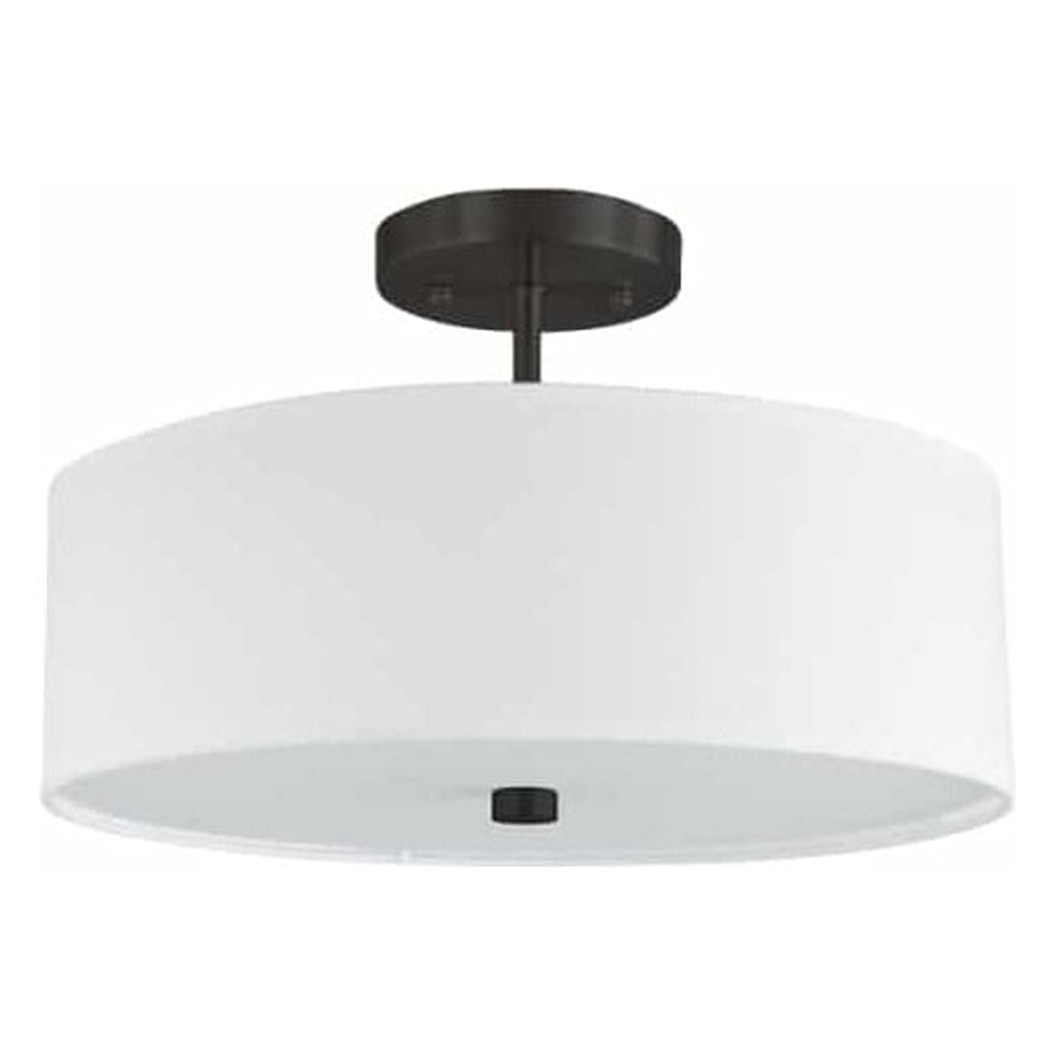 3 Light Incandescent Matte Black Semi-Flush Fixture with White Shade