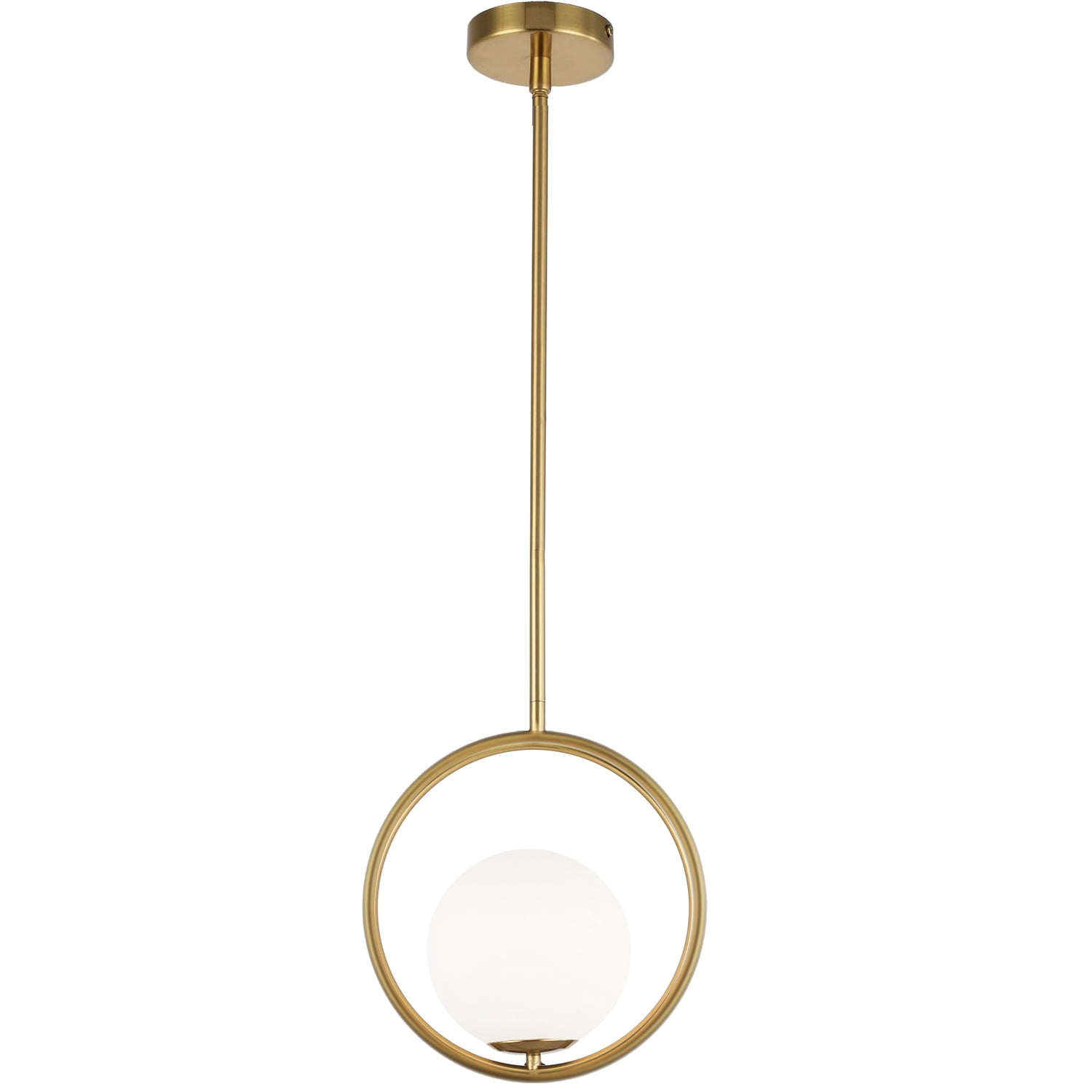 Dainolite 1LT Halogen Pendant AB Finish, White Glass