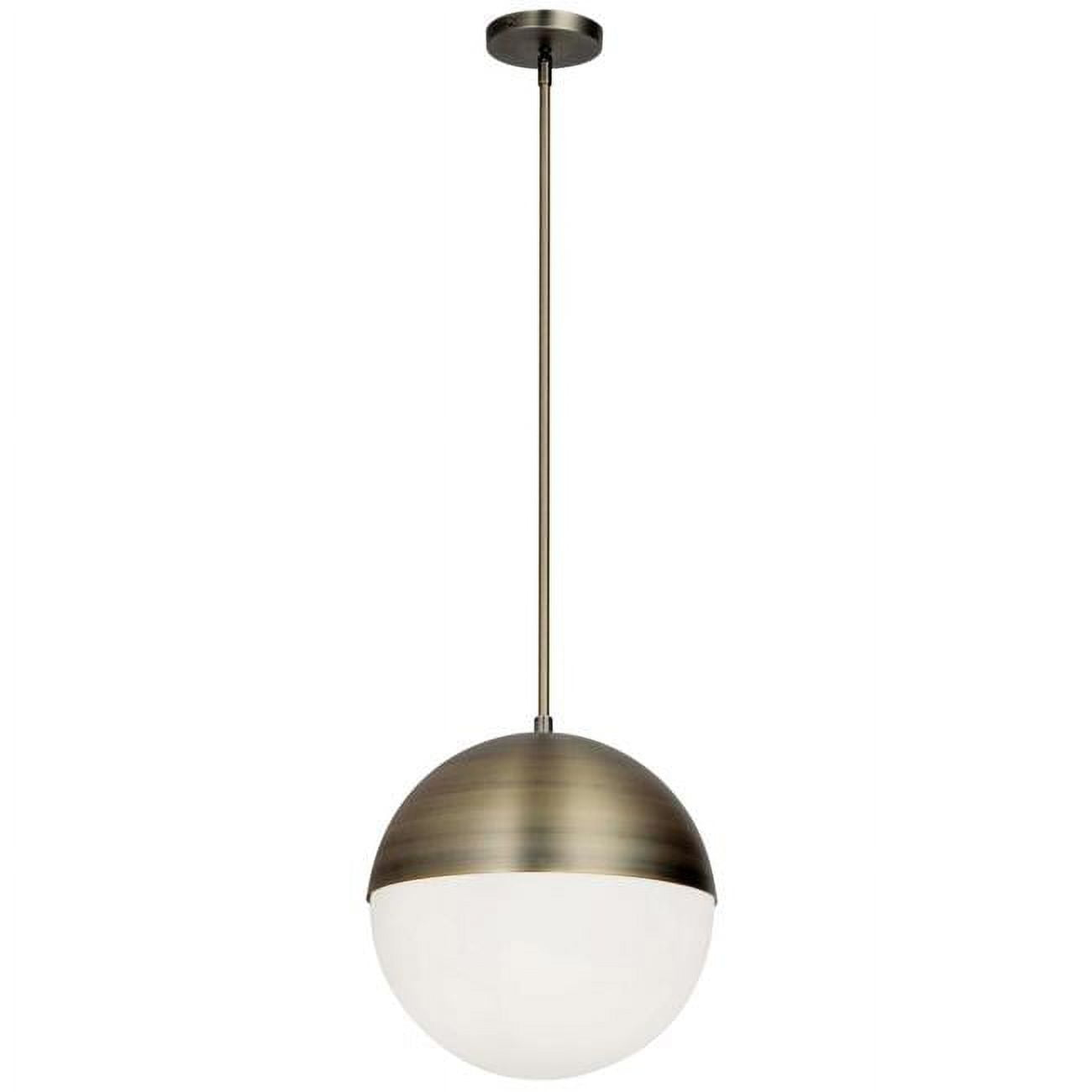Livex Lighting Dayana - Three Light Pendant, Antique Brass Finish with White Glass