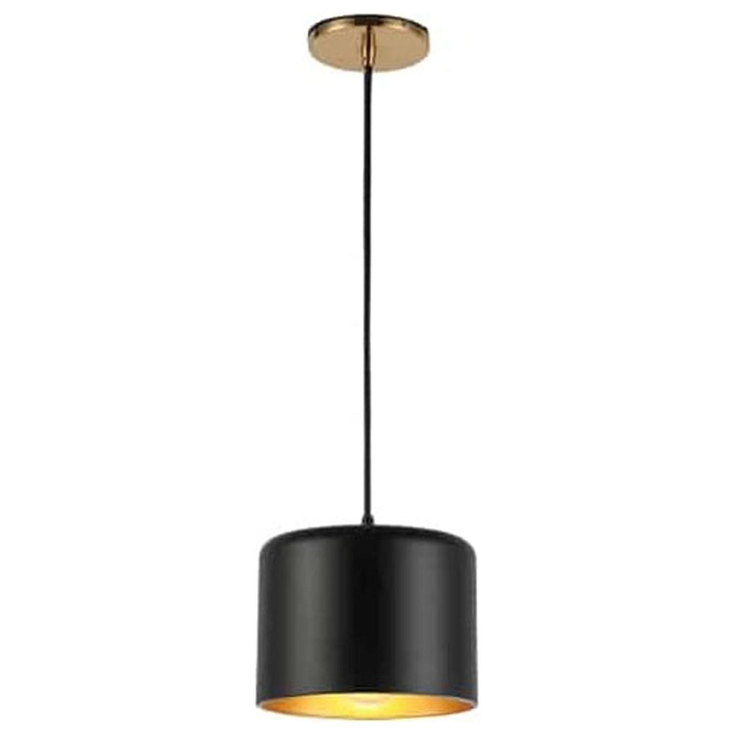 Dainolite EMI-81P-AGB-MB 1 Light Incandescent Pendant, Aged Brass with Matte Black &Gold Shade