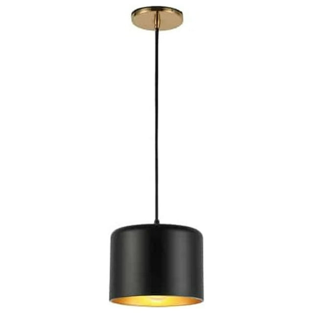 Dainolite EMI-81P-AGB-MB 1 Light Incandescent Pendant, Aged Brass with Matte Black &Gold Shade