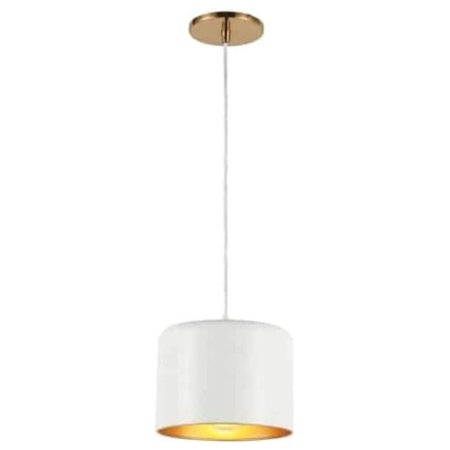 Dainolite EMI-81P-AGB-MW 1 Light Incandescent Pendant, Aged Brass with Matte White & Gold Shade