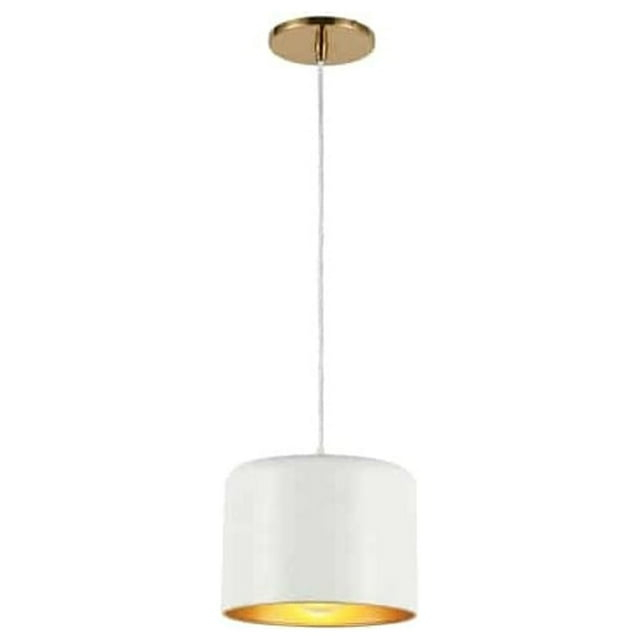 Dainolite EMI-81P-AGB-MW 1 Light Incandescent Pendant, Aged Brass with Matte White & Gold Shade