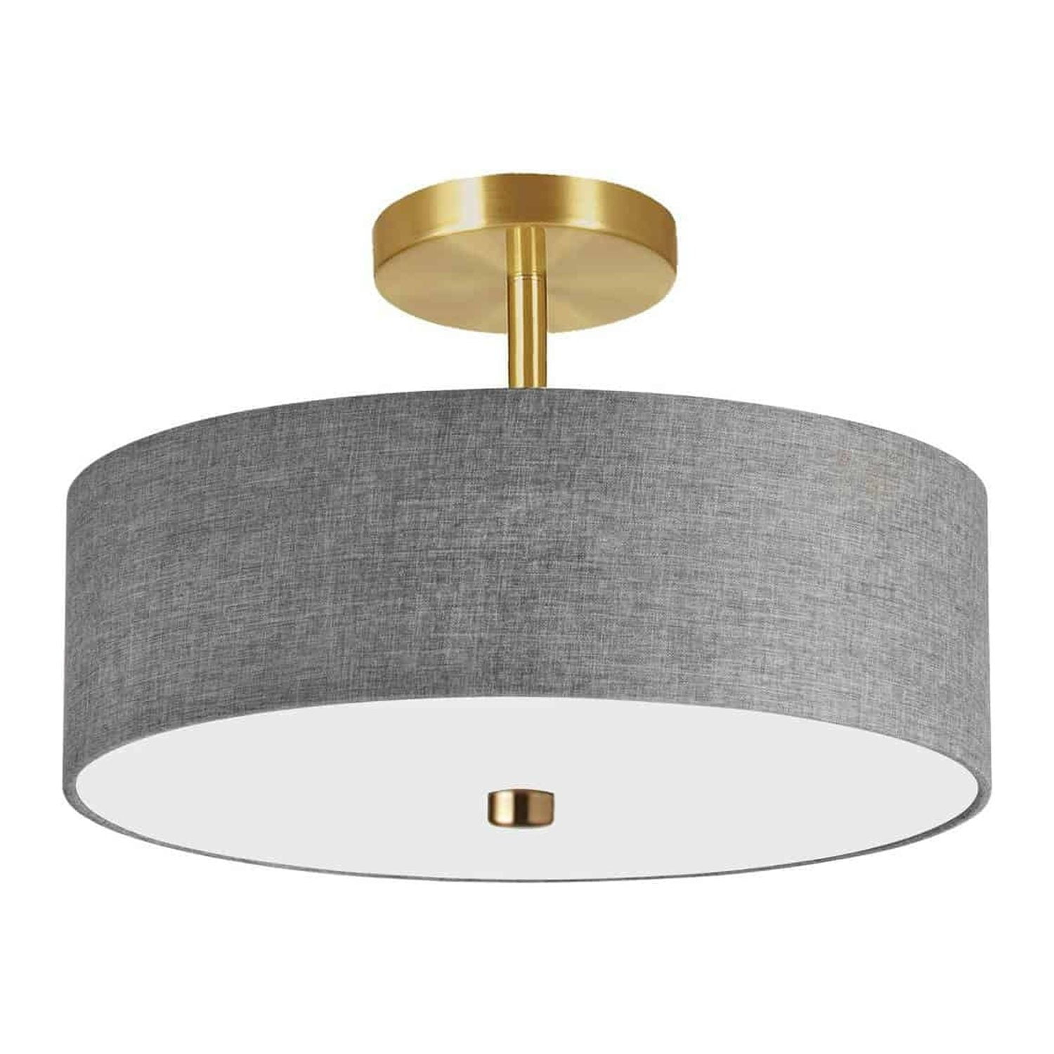 Dainolite - Everly - 3 Light Semi-Flush Mount-Aged Brass Finish-Grey Shade Color