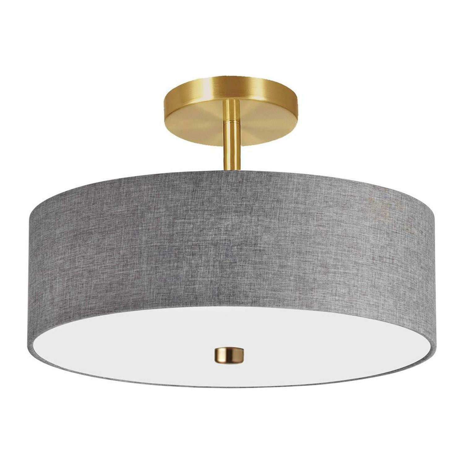 Dainolite - Everly - 3 Light Semi-Flush Mount-Aged Brass Finish-Grey Shade Color