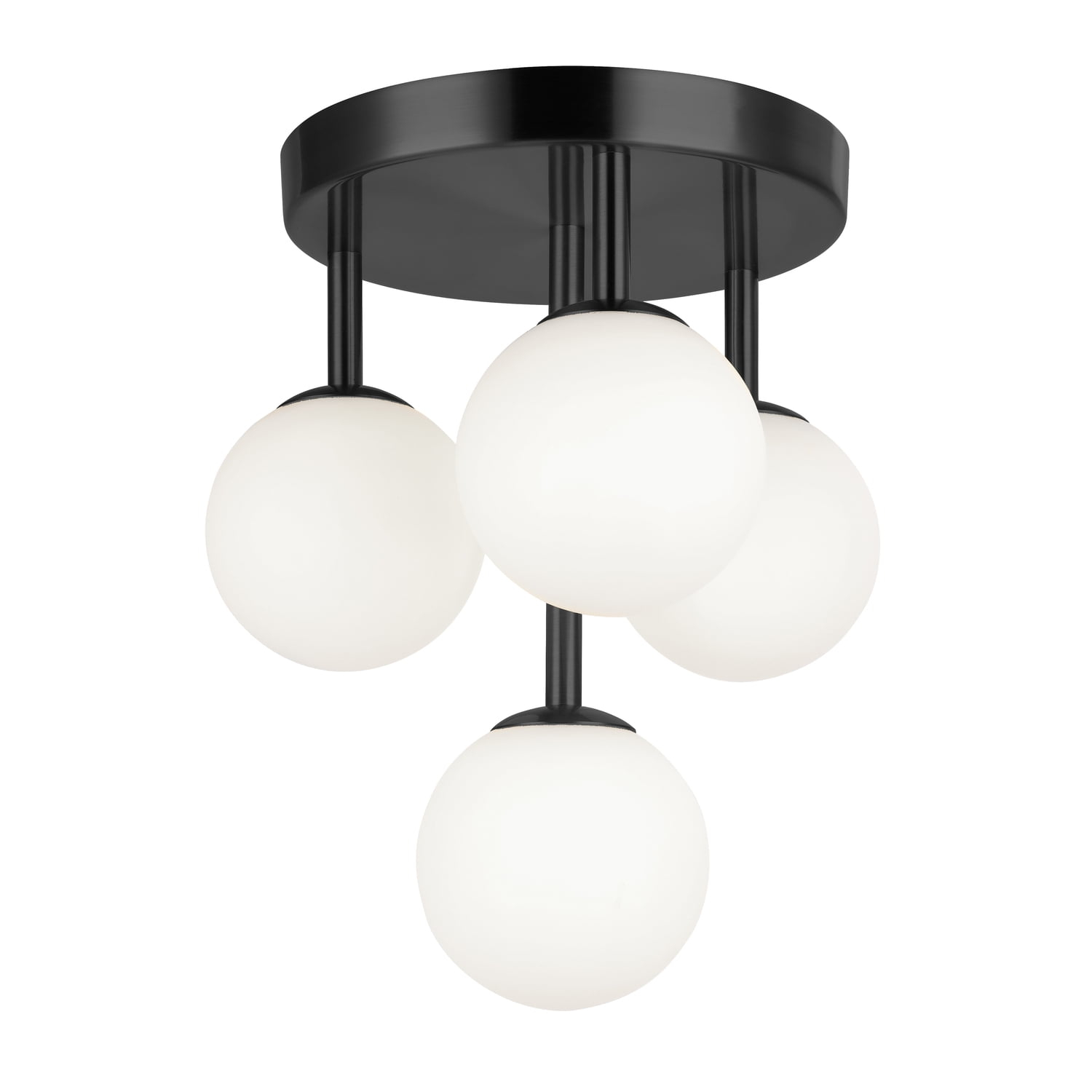 11 in. Megallan 4 Light Flush Mount, Matte Black with White Opal Glass