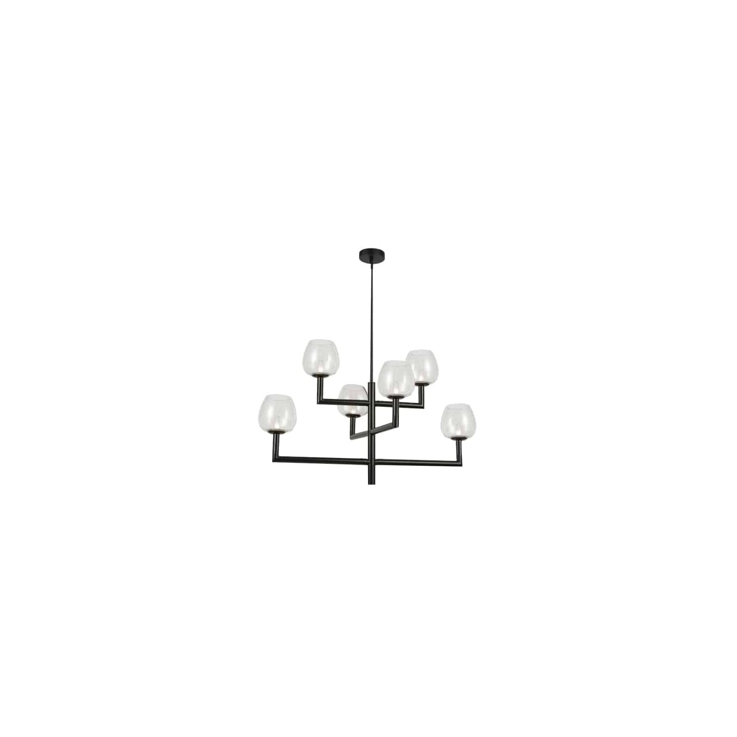 Dainolite Nora 6 Light Contemporary Matte Black Luxury Lantern Chandelier