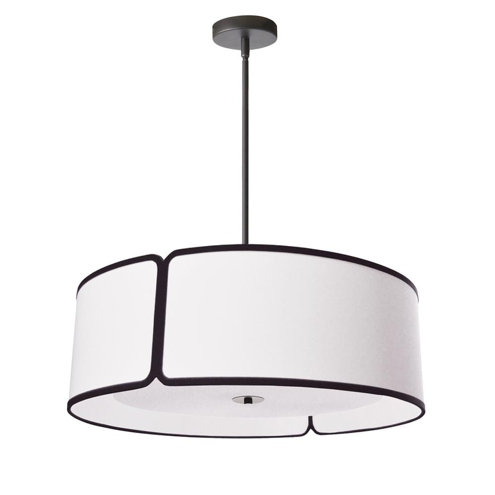 Dainolite 4LT Notched Drum Pendant BK, WH Shade & Diffuser
